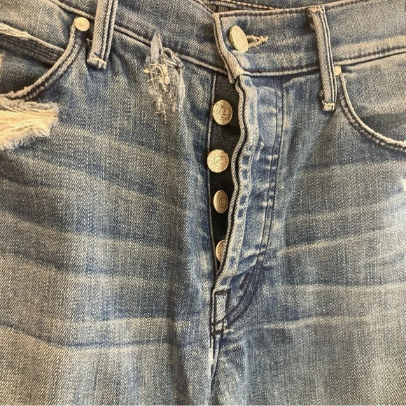 MOTHER Jeans Sz 25 The Stunner Ankle Graffiti Girl Distressed Buttonfly Jeans - Picture 6 of 15